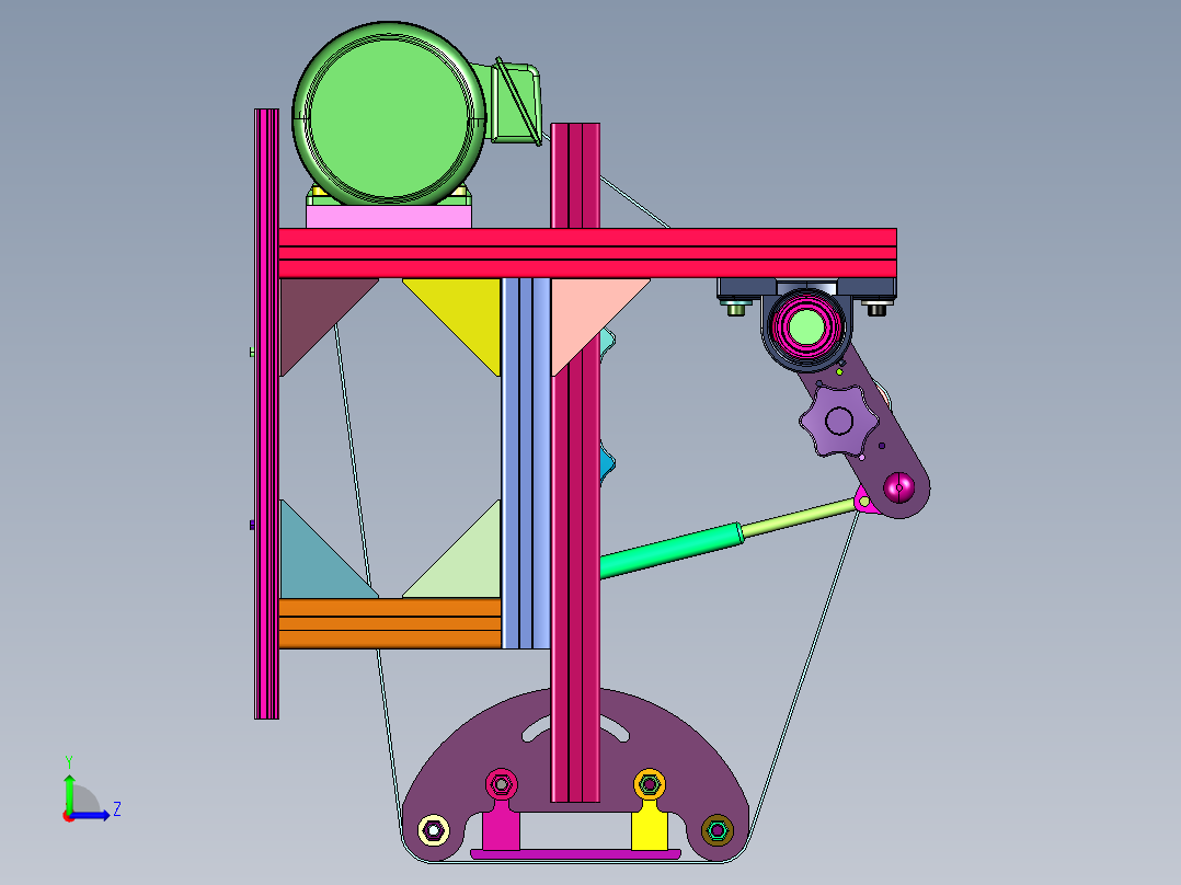 旋转式砂带磨床机构左视图