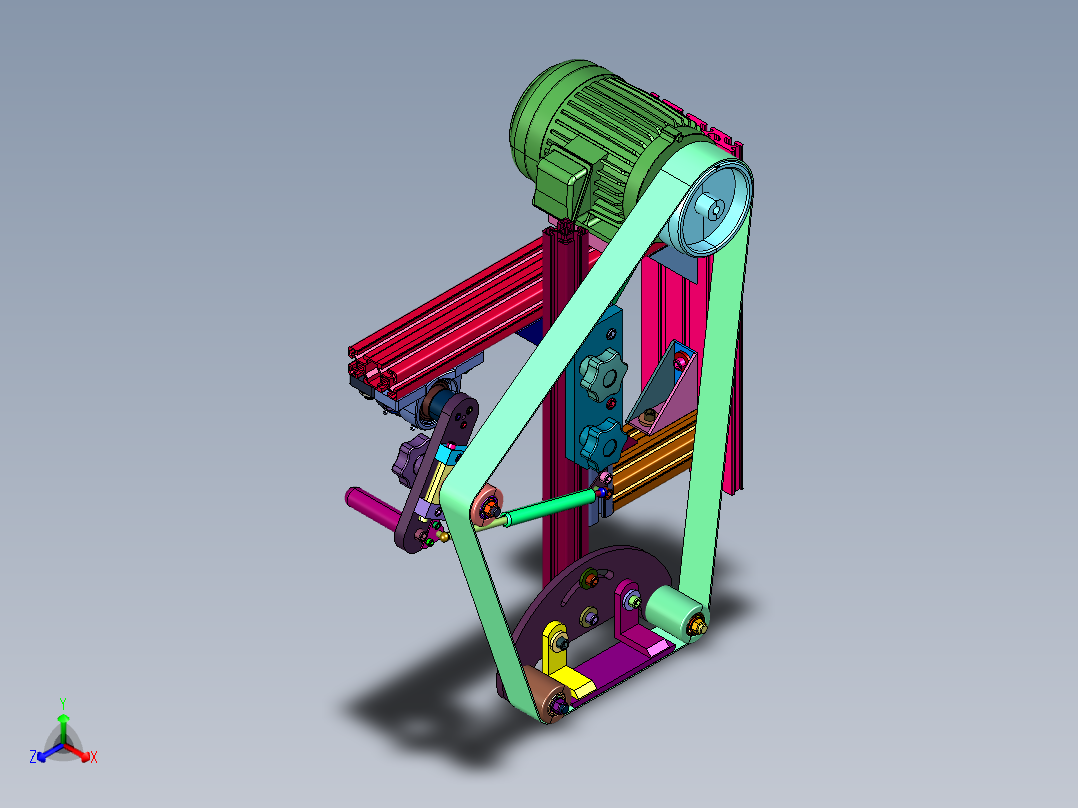 旋转式砂带磨床机构正等轴测图