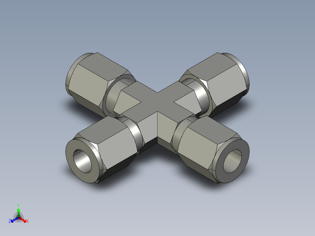 卡套式工业通用硬管接头6_kbu-s正等轴测图