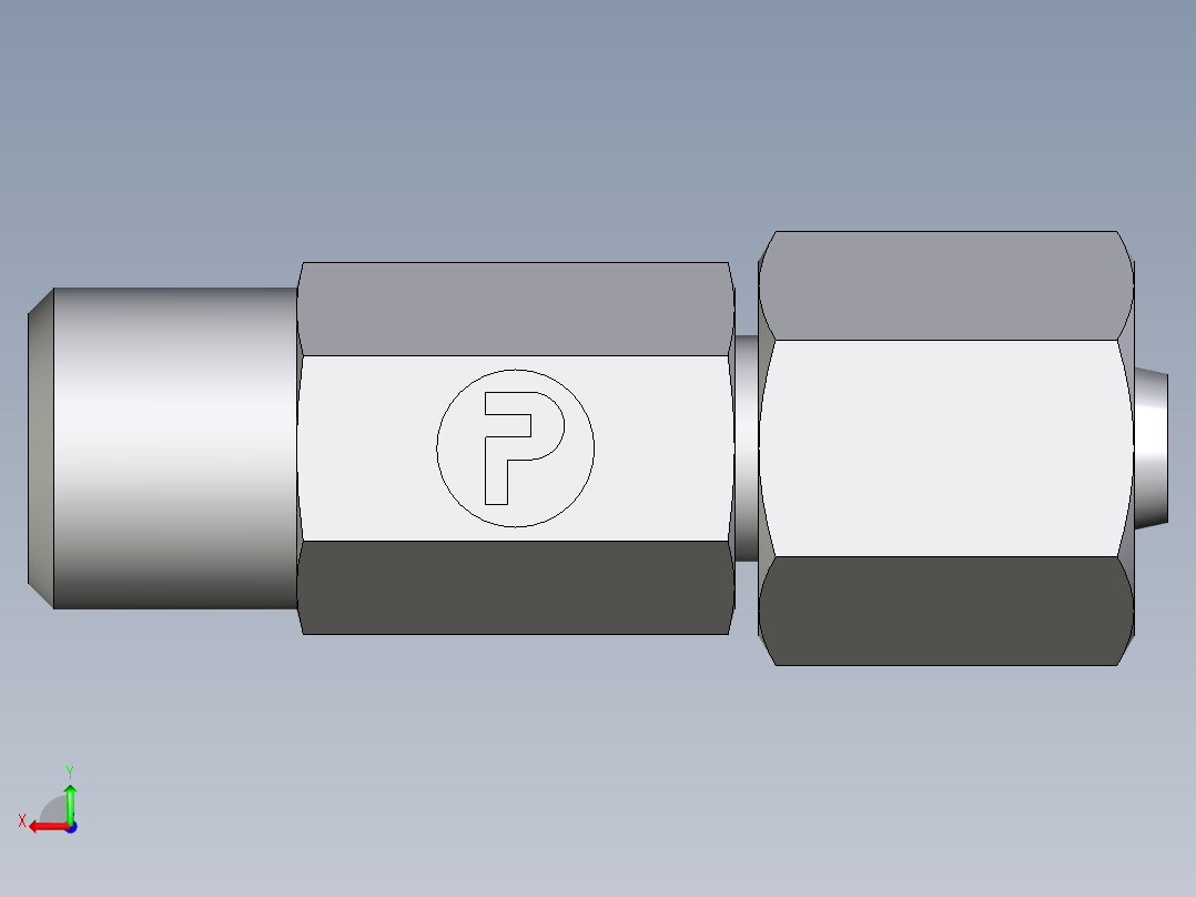 卡套式工业通用硬管接头EO_Distance_piece_adapter_DA06LOMD71后视图