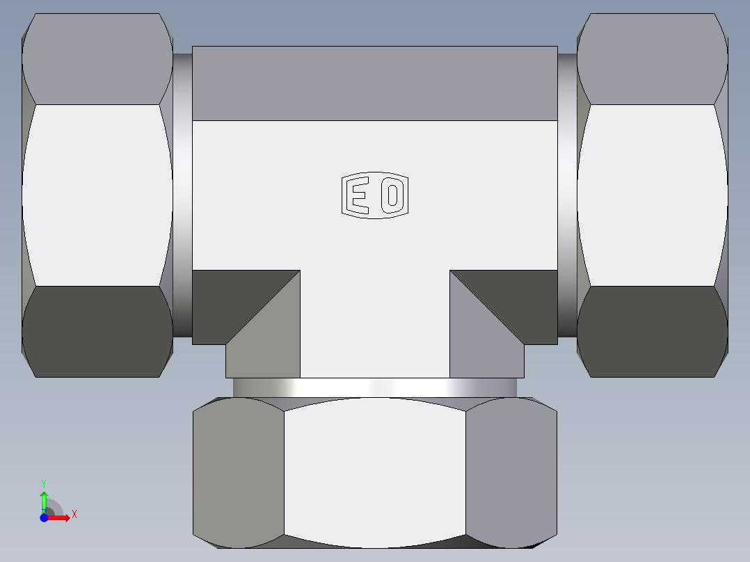 卡套式工业通用硬管接头EO_Union_tee_T35L71前视图