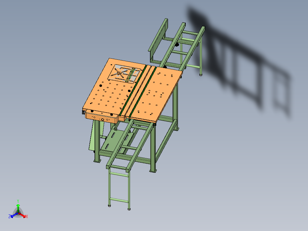 圆锯一体工作台3D图纸 INVENTOR设计 附STP主视图