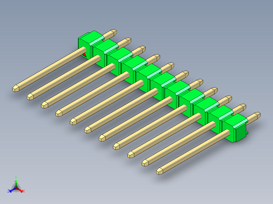 彩色公头100mil（2.54mm）系列-DS1021_green_1x11p_100mil_Type5_rev1.0