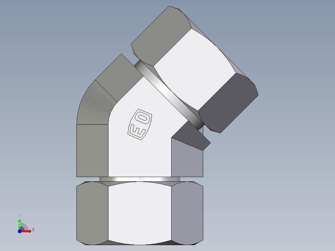 卡套式工业通用硬管接头EO_Swivel_nut_45_deg_elbow_EV30SCF前视图