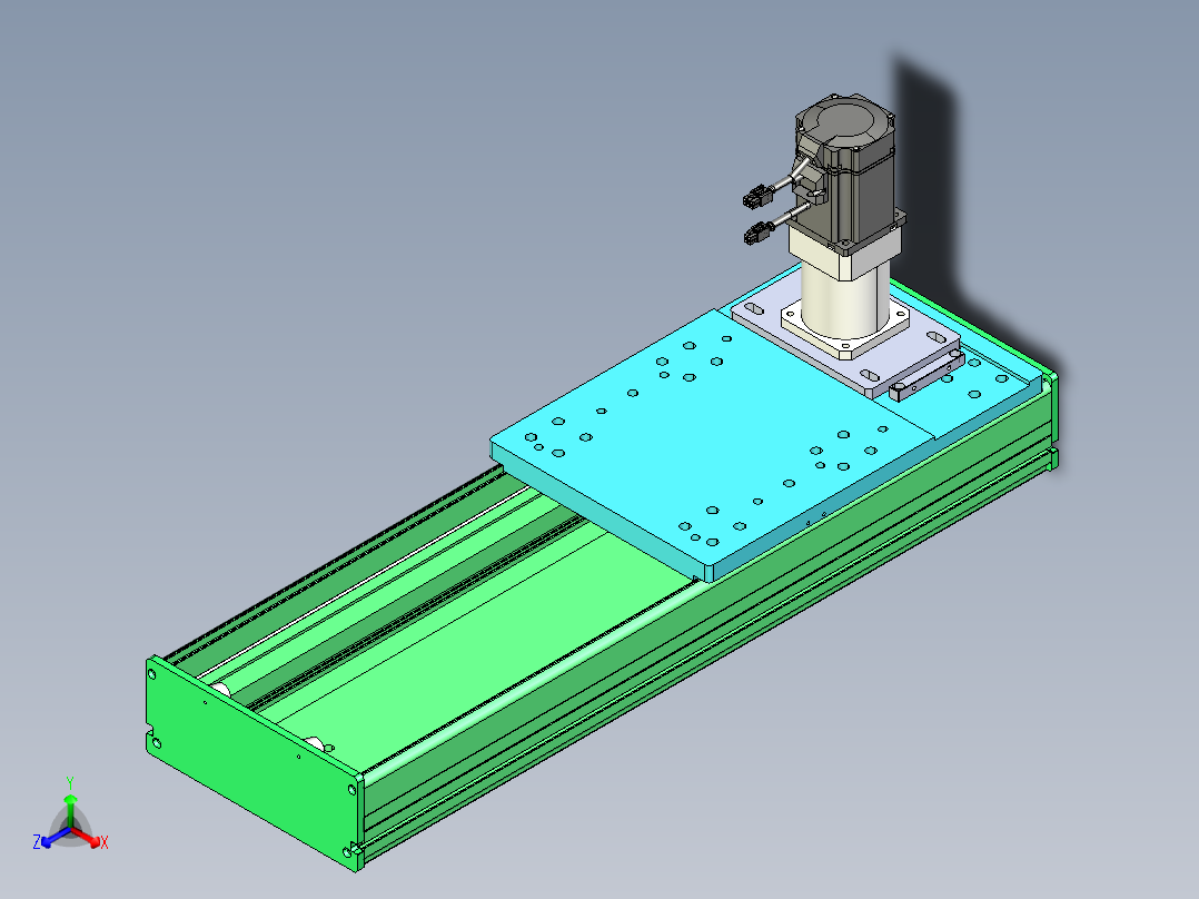 东锦齿条传动DH270G-L167-S400-BU-减速机+750W正等轴测图