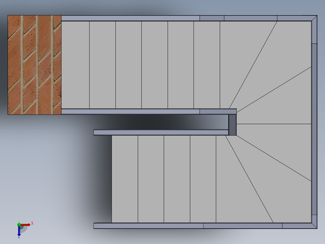 室内楼梯木质金属俯视图