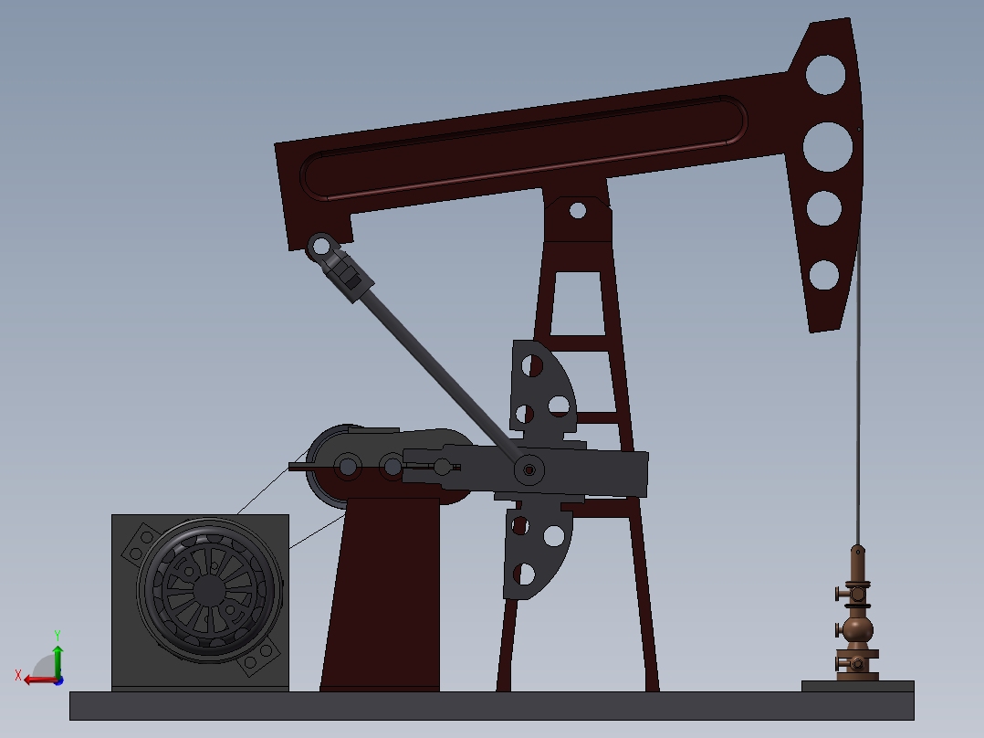 抽油机模型 solidwroks软件素材3D图纸自动化设备三维模型非实物后视图