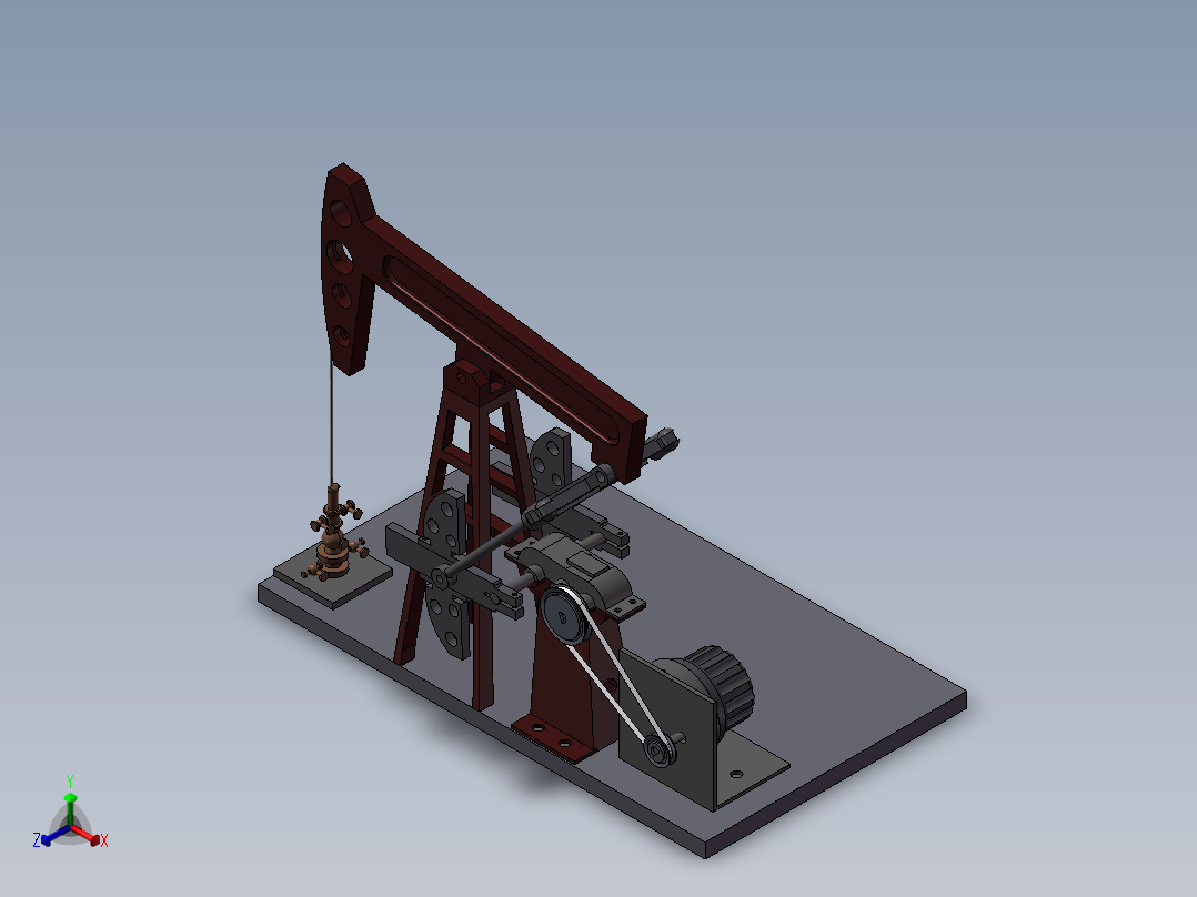 抽油机模型 solidwroks软件素材3D图纸自动化设备三维模型非实物正等轴测图