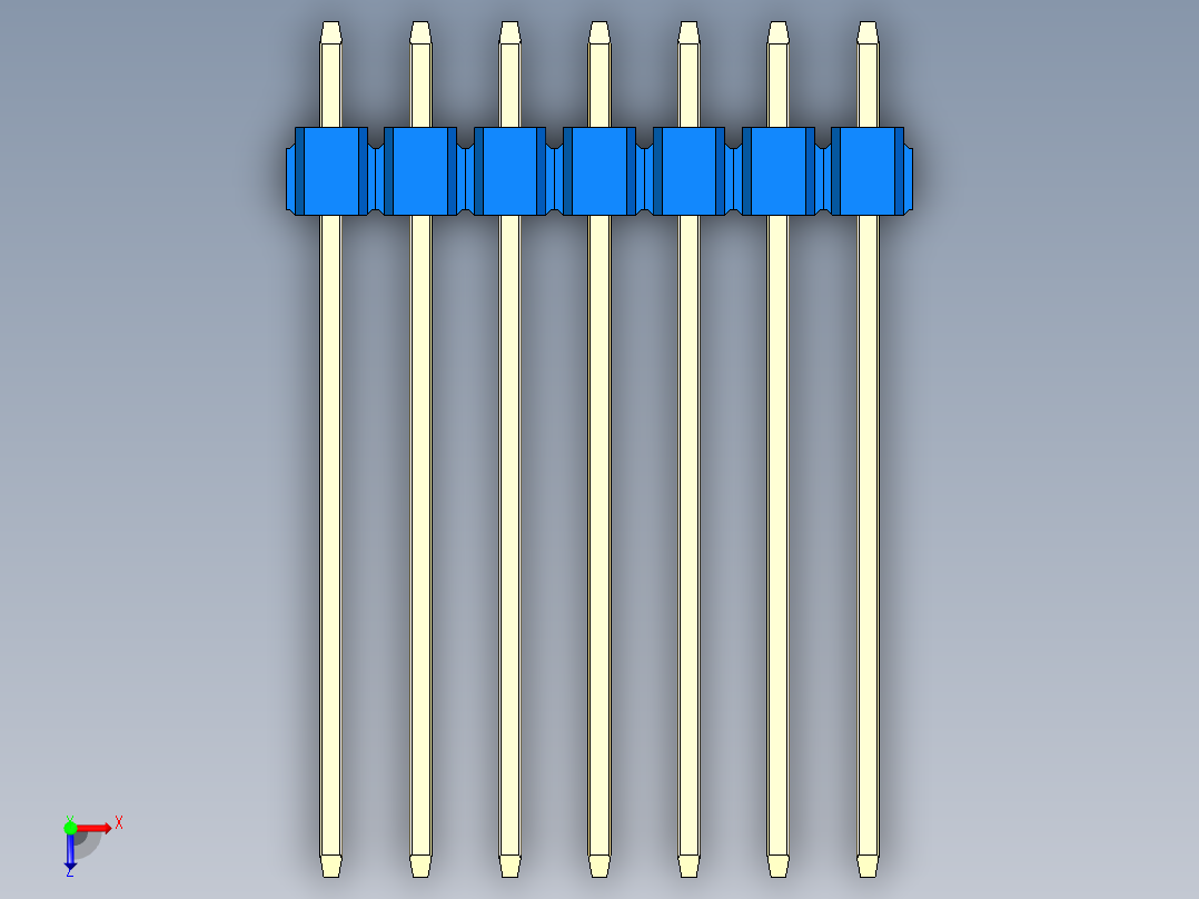彩色公头100mil（2.54mm）系列-DS1021_blue_2x07p_100mil_Type19_rev1.0俯视图
