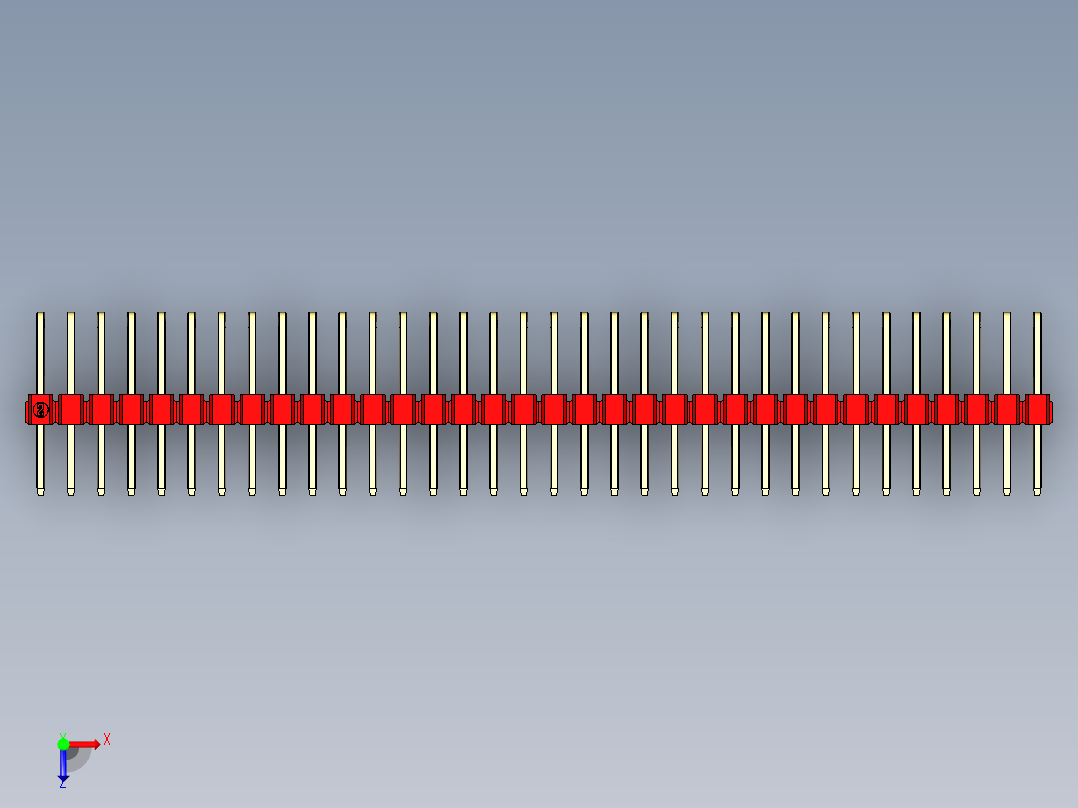 彩色公排针 100mil 2.54mm 系列-DS1022_red_3x34p_100mil_TypeD_rev1.0俯视图