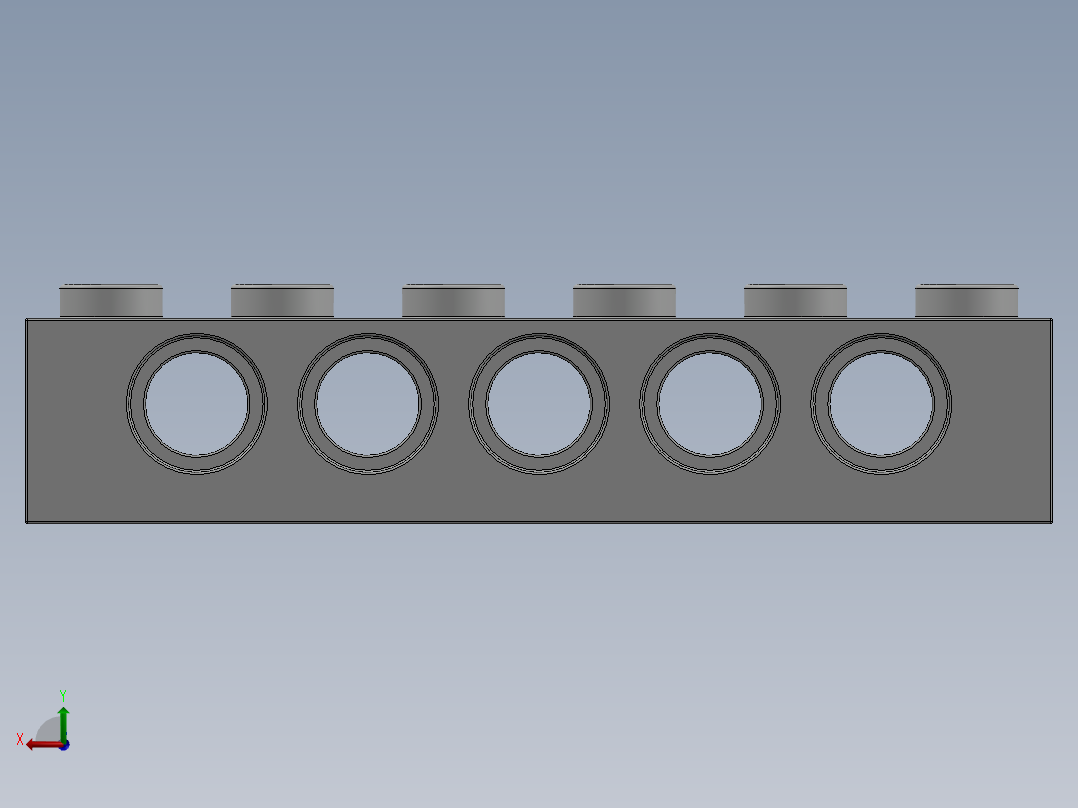 乐高机械组积木（横梁）-389401 White Technic Brick 1 x 6 with Holes后视图