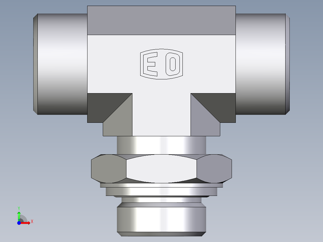 卡套式工业通用硬管接头EO_Adjustable_locknut_branch_tee_TEE20SROMDCF前视图