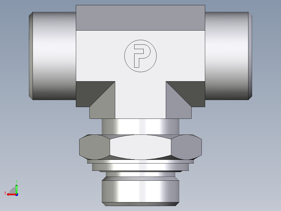 卡套式工业通用硬管接头EO_Adjustable_locknut_branch_tee_TEE20SROMDCF后视图