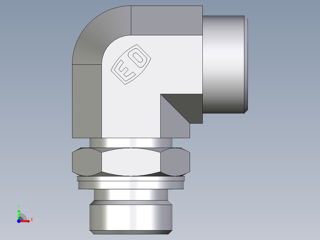 卡套式工业通用硬管接头EO_Adjustable_Locknut_elbow_WEE18LMOMDCF前视图