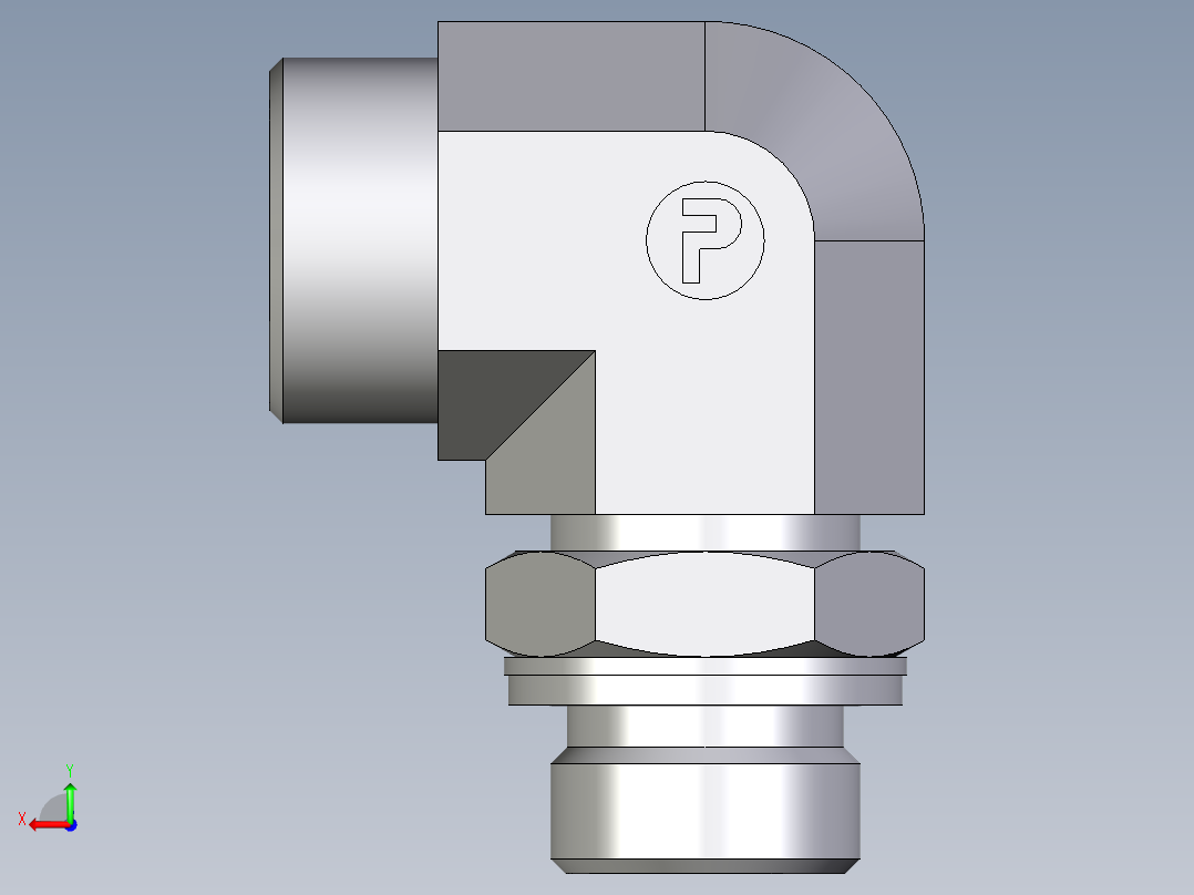 卡套式工业通用硬管接头EO_Adjustable_Locknut_elbow_WEE18LMOMDCF后视图