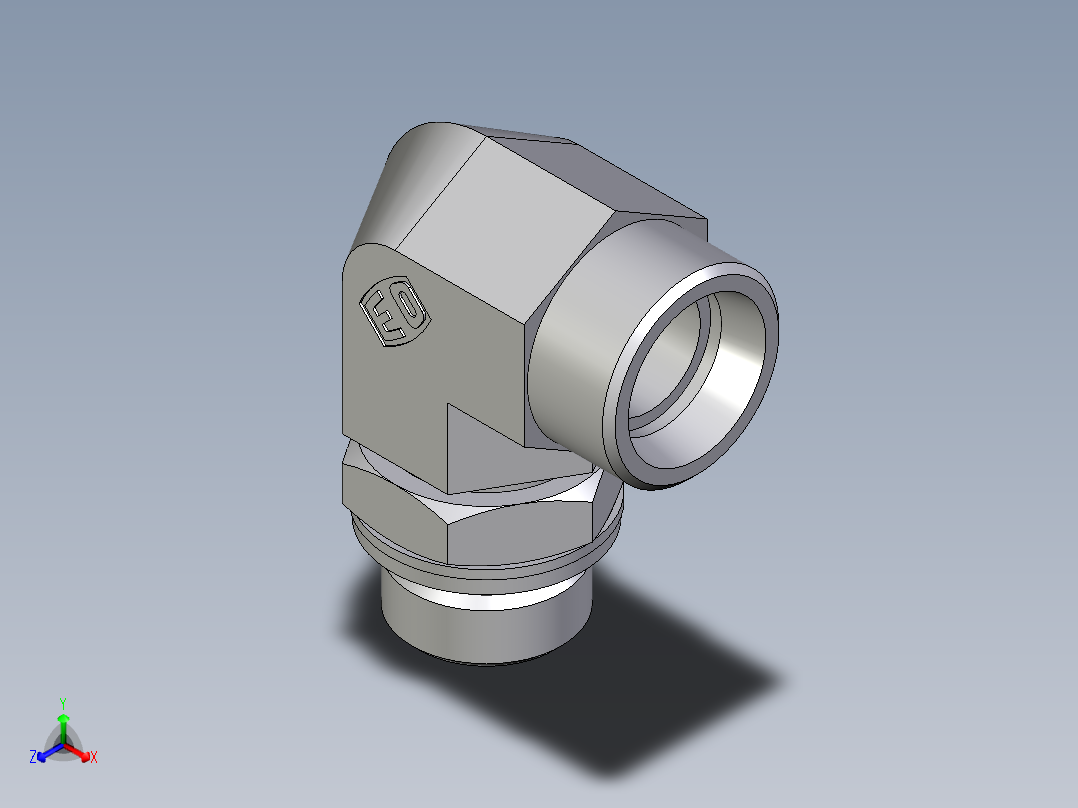 卡套式工业通用硬管接头EO_Adjustable_Locknut_elbow_WEE18LMOMDCF正等轴测图