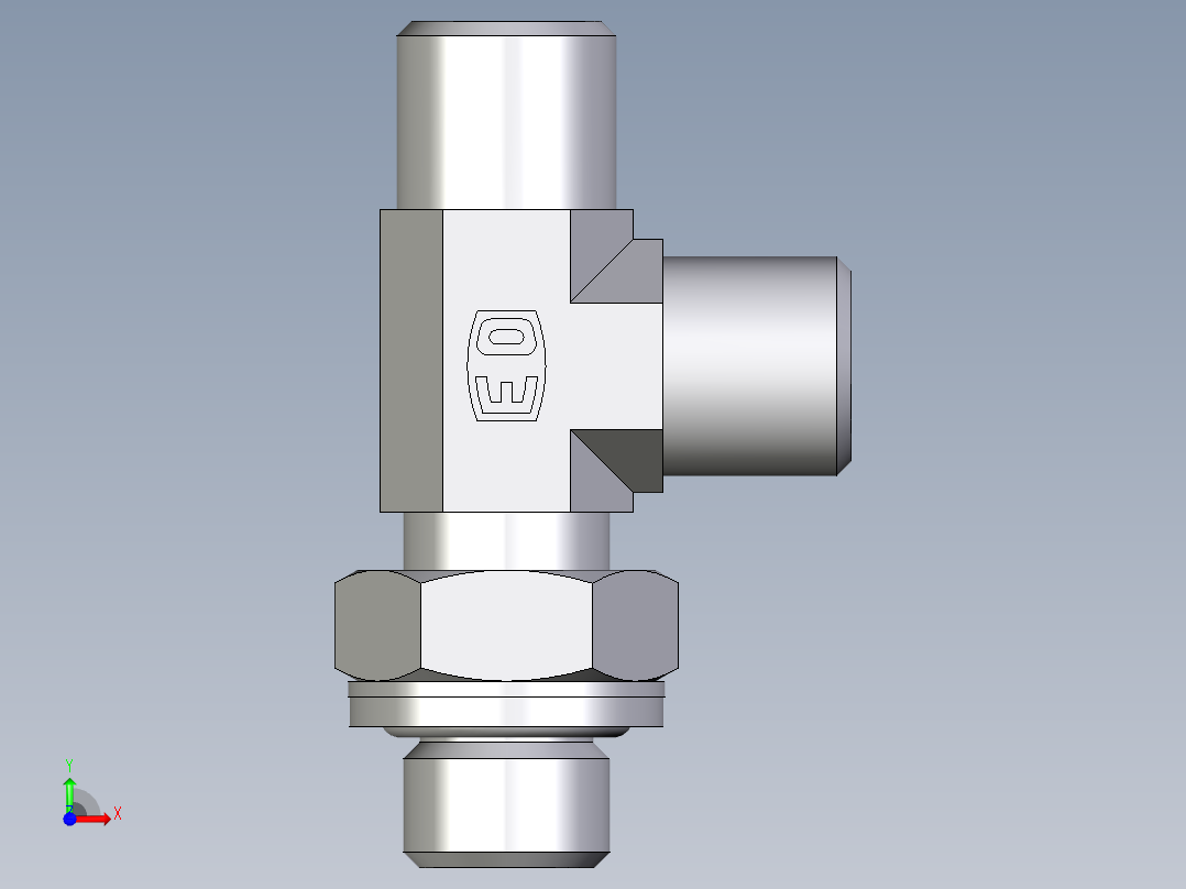 卡套式工业通用硬管接头EO_Adjustable_locknut_run_tee_LEE06SROMDCF前视图