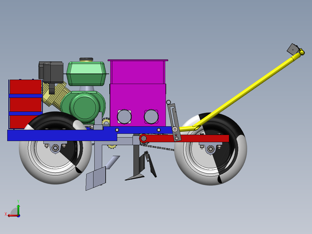 播种机（宝塔莱）设计（sw18可编辑+说明书+bom）后视图