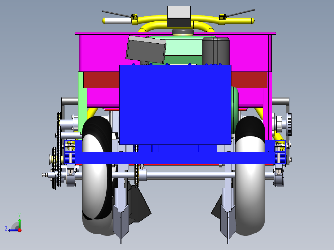 播种机（宝塔莱）设计（sw18可编辑+说明书+bom）右视图