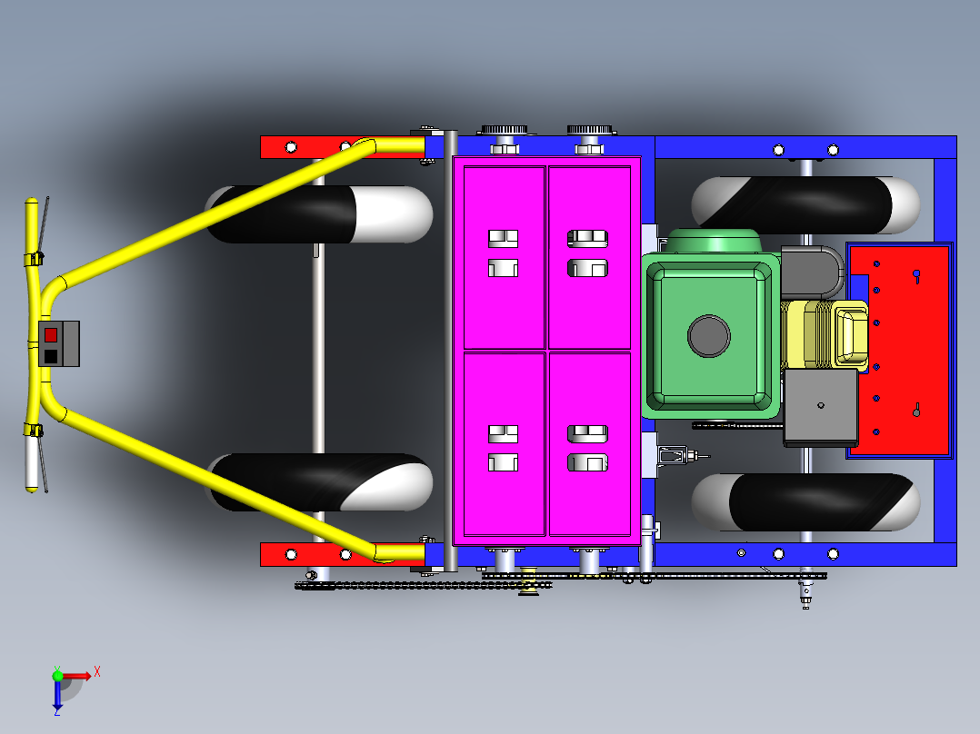 播种机（宝塔莱）设计（sw18可编辑+说明书+bom）俯视图