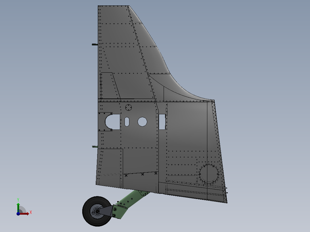 宽弦舵组件前视图