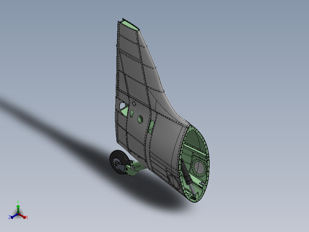 宽弦舵组件正等轴测图
