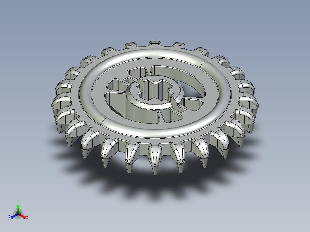 3650 Medium Stone (Light Bluish) Grey Technic Gear 24 Tooth Crown Type III (x pattern).STEP