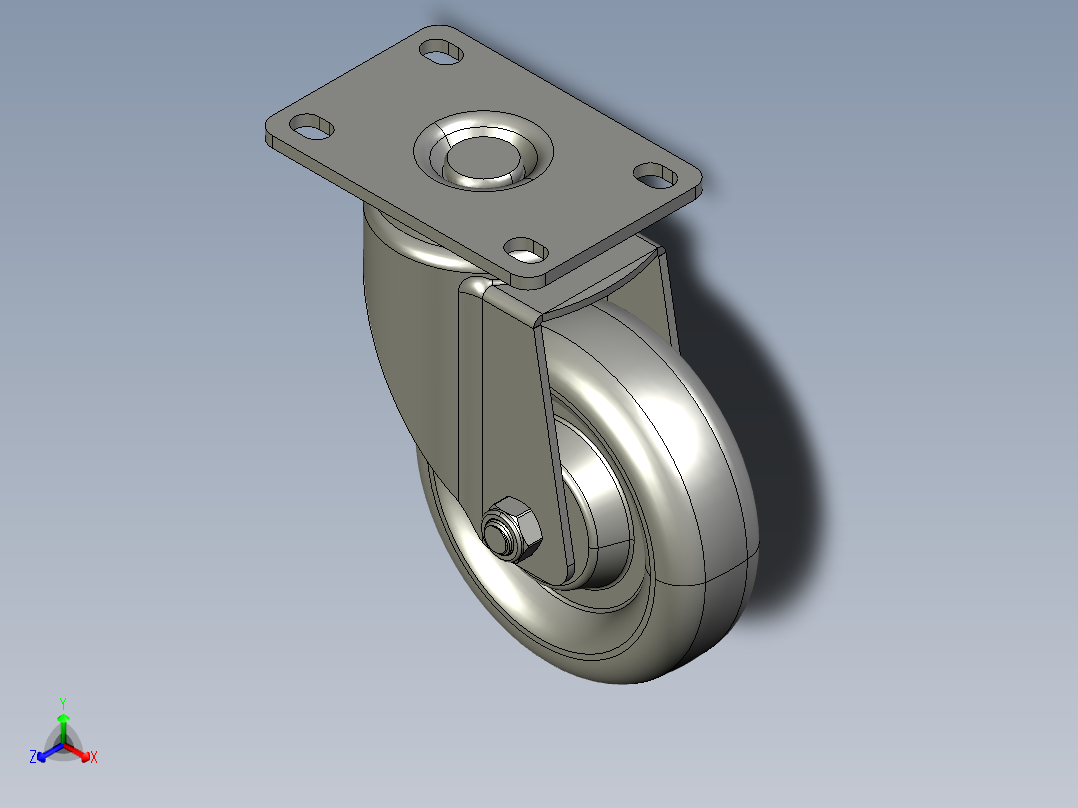 标准脚轮-WH-5014-76 4in SWIVEL PLATE MOUNTING H=133 45x75mm pitch正等轴测图