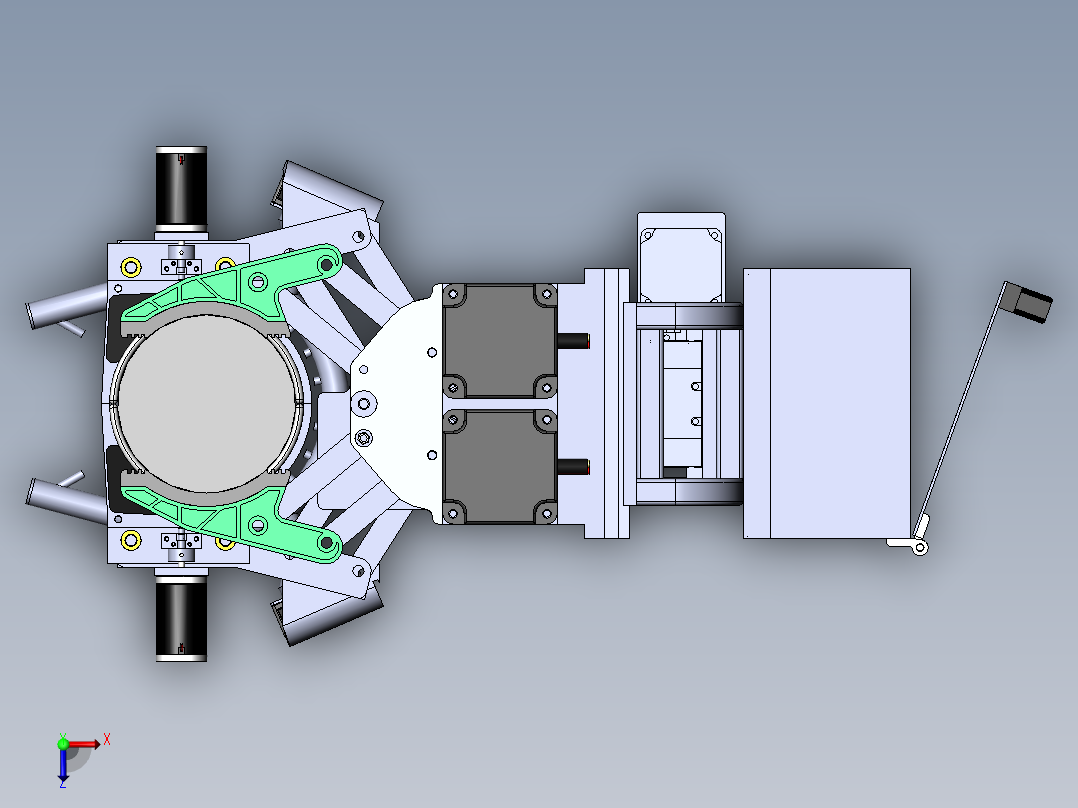 爬杆清洁机器人含三维二维说明书及运动防真俯视图