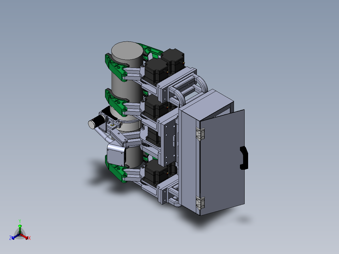 爬杆清洁机器人含三维二维说明书及运动防真正等轴测图