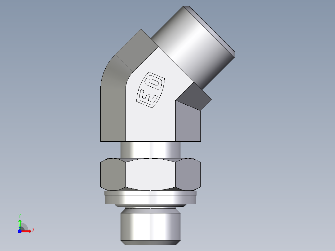 卡套式工业通用硬管接头EO_Adjustable_locknut_45_deg_elbow_VEE10LROMDCF前视图