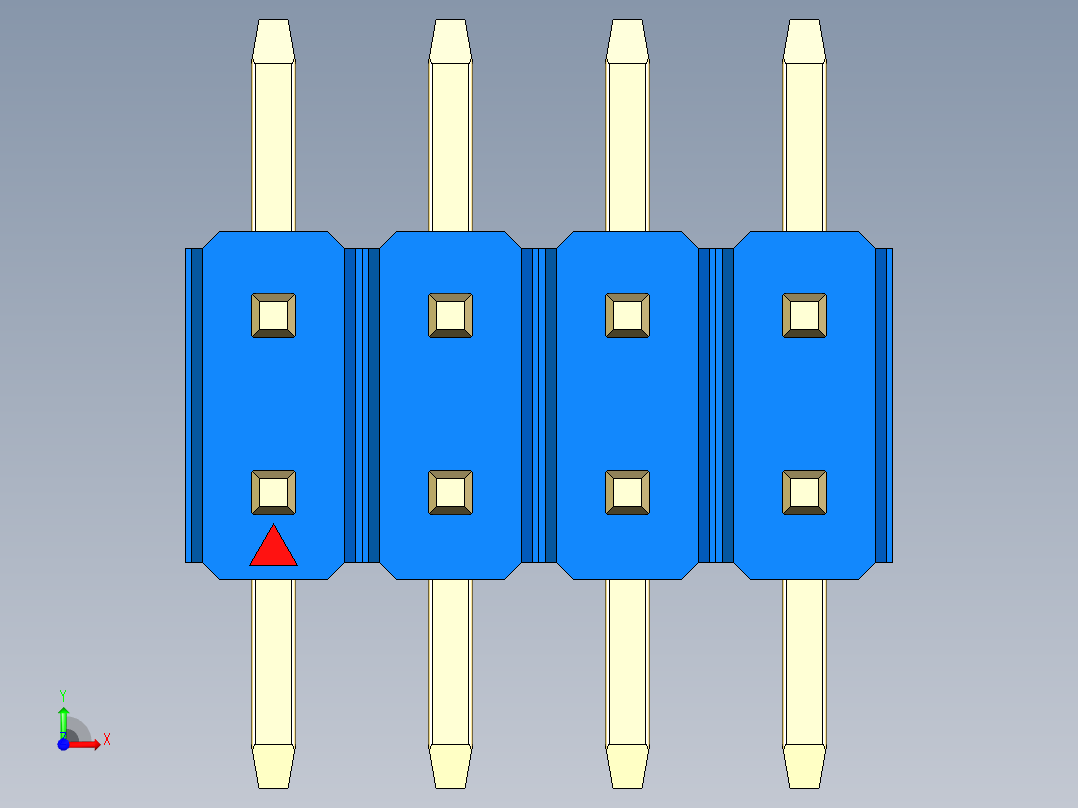 彩色公排针 100mil 2.54mm 系列-DS1022_blue_08p_100mil_TypeSMT_rev1.0前视图