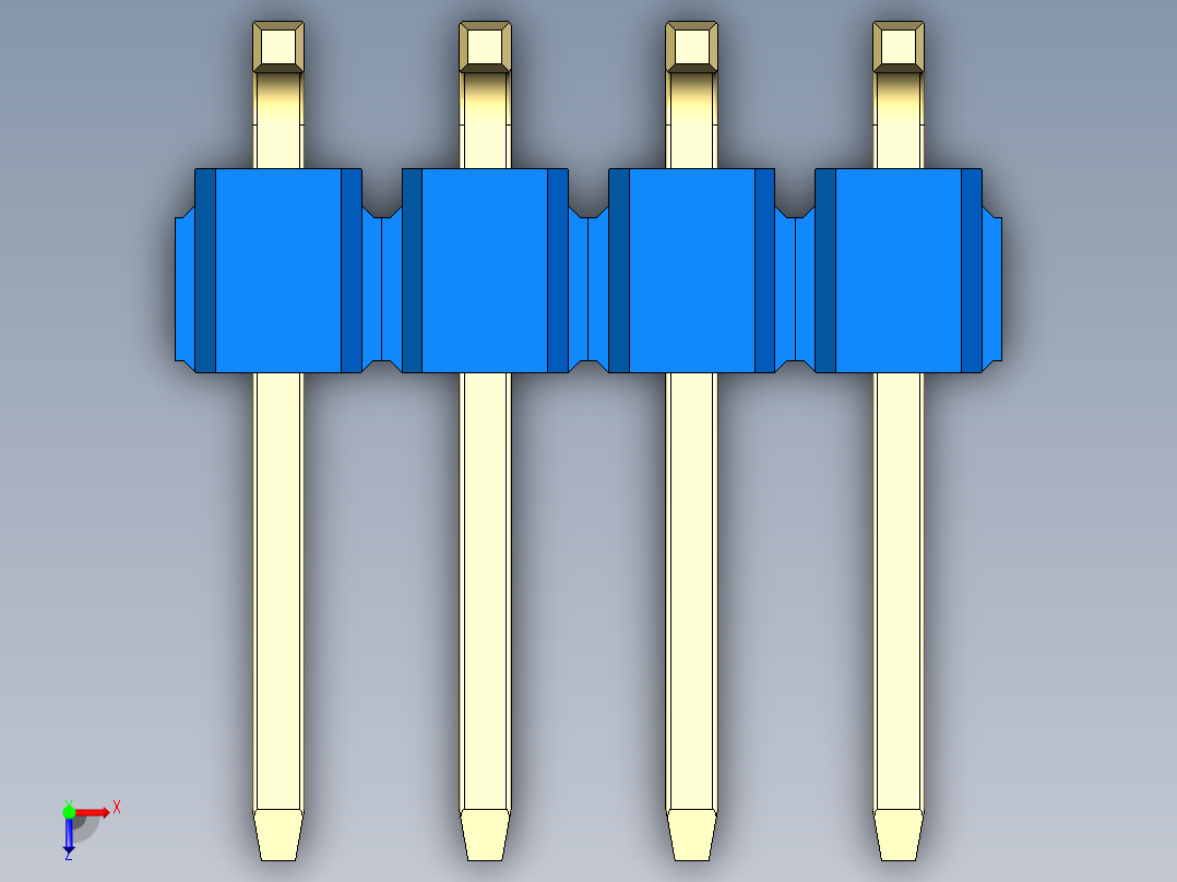 彩色公排针 100mil 2.54mm 系列-DS1022_blue_08p_100mil_TypeSMT_rev1.0俯视图