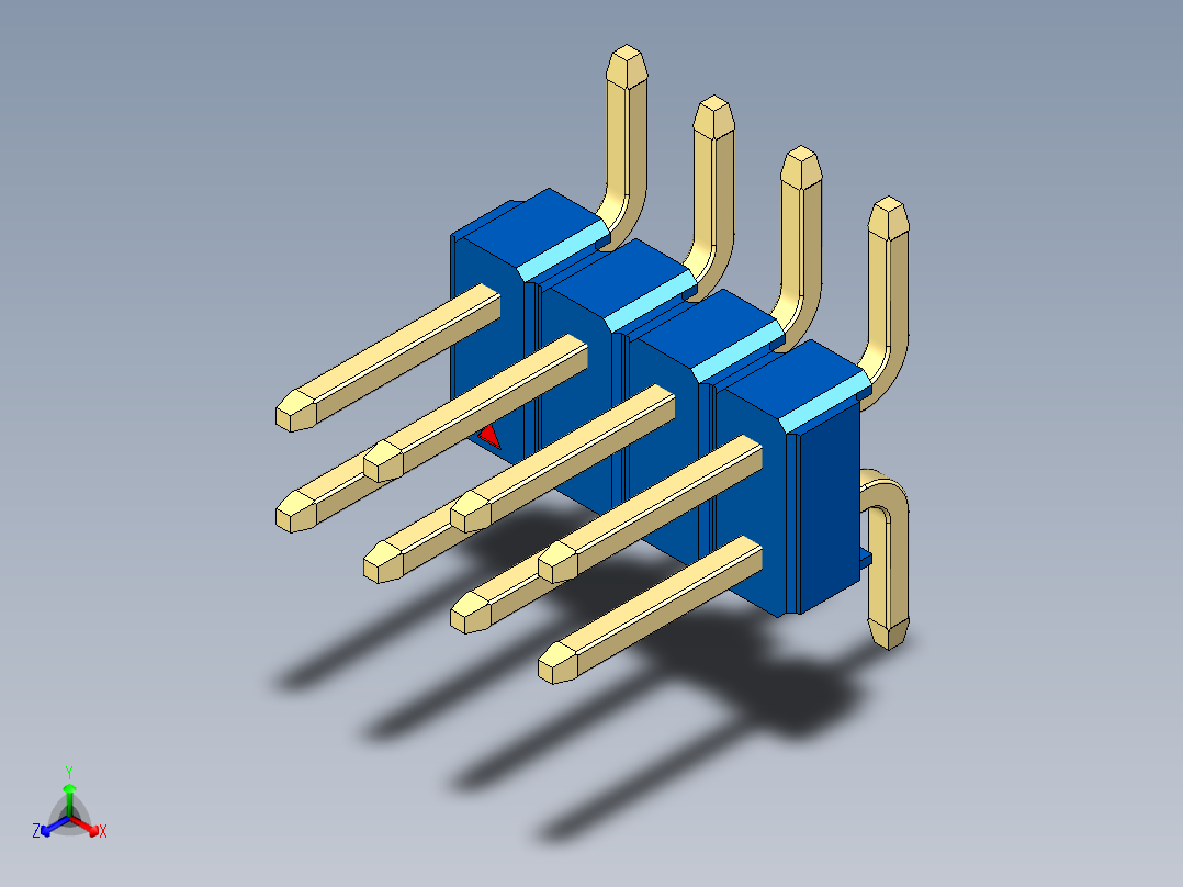 彩色公排针 100mil 2.54mm 系列-DS1022_blue_08p_100mil_TypeSMT_rev1.0正等轴测图