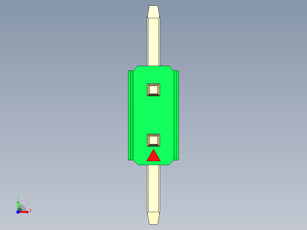 彩色公排针 100mil 2.54mm 系列-DS1022_green_02p_100mil_TypeSMT_rev1.0前视图