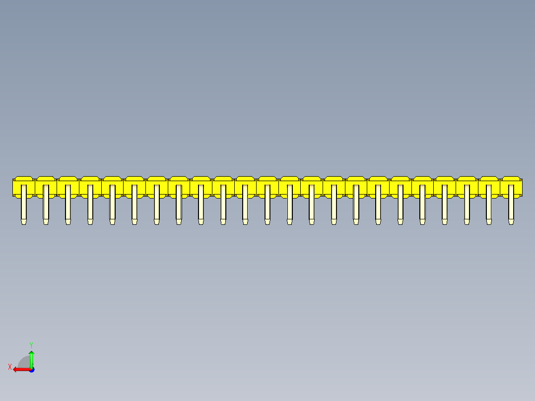 彩色公排针 100mil 2.54mm 系列-DS1022_yellow_1x23p_100mil_TypeD_rev1.0后视图