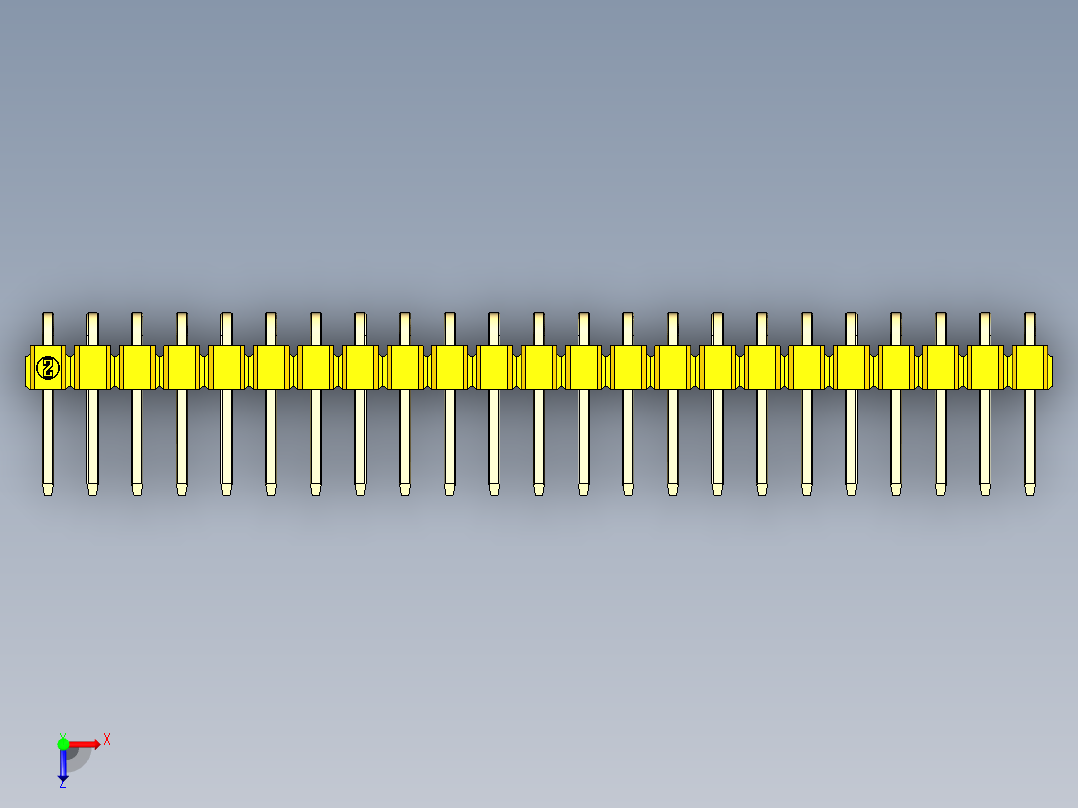 彩色公排针 100mil 2.54mm 系列-DS1022_yellow_1x23p_100mil_TypeD_rev1.0俯视图