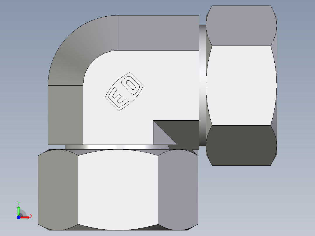 卡套式工业通用硬管接头EO_Swivel_nut_elbow_EW28ZL71前视图