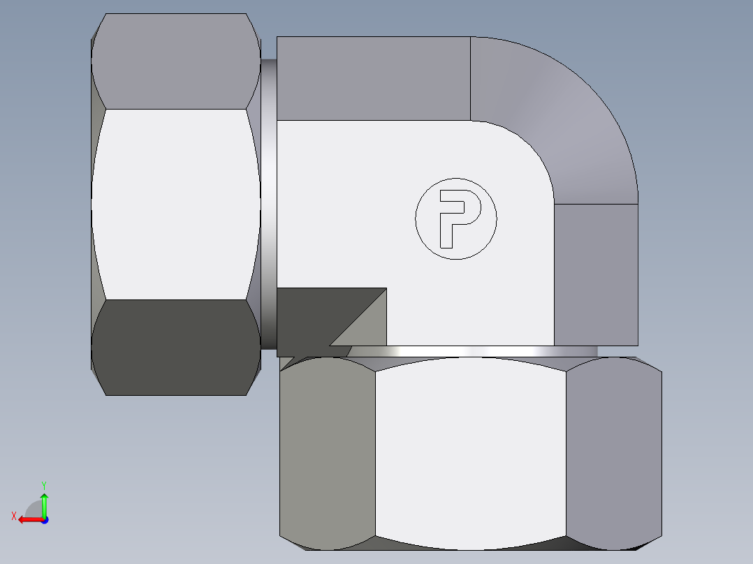 卡套式工业通用硬管接头EO_Swivel_nut_elbow_EW28ZL71后视图