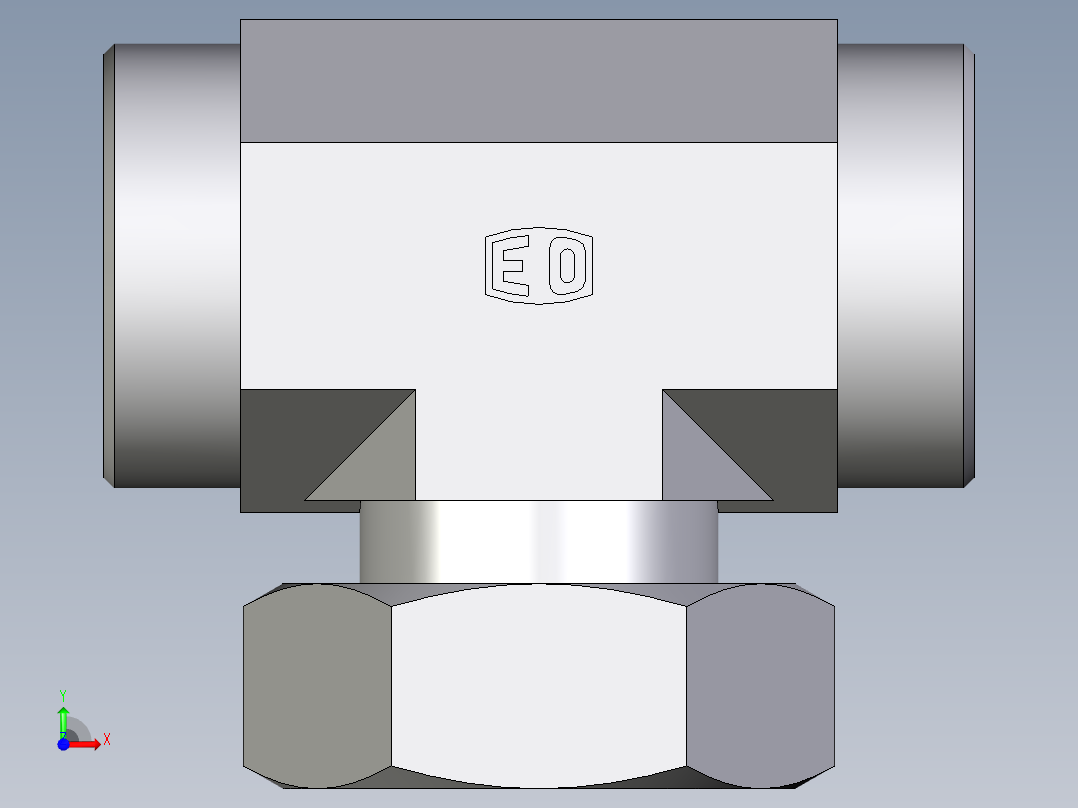 卡套式工业通用硬管接头EO_Standpipe_branch_tee_EVT42LOMDCF前视图