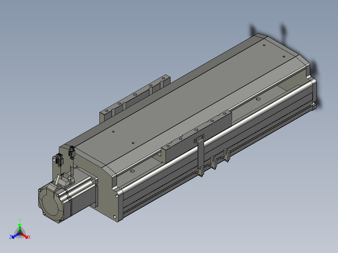 东锦丝杆传动-直线滑台模组DH210-C-L10-S200-BC-P750W-C3正等轴测图