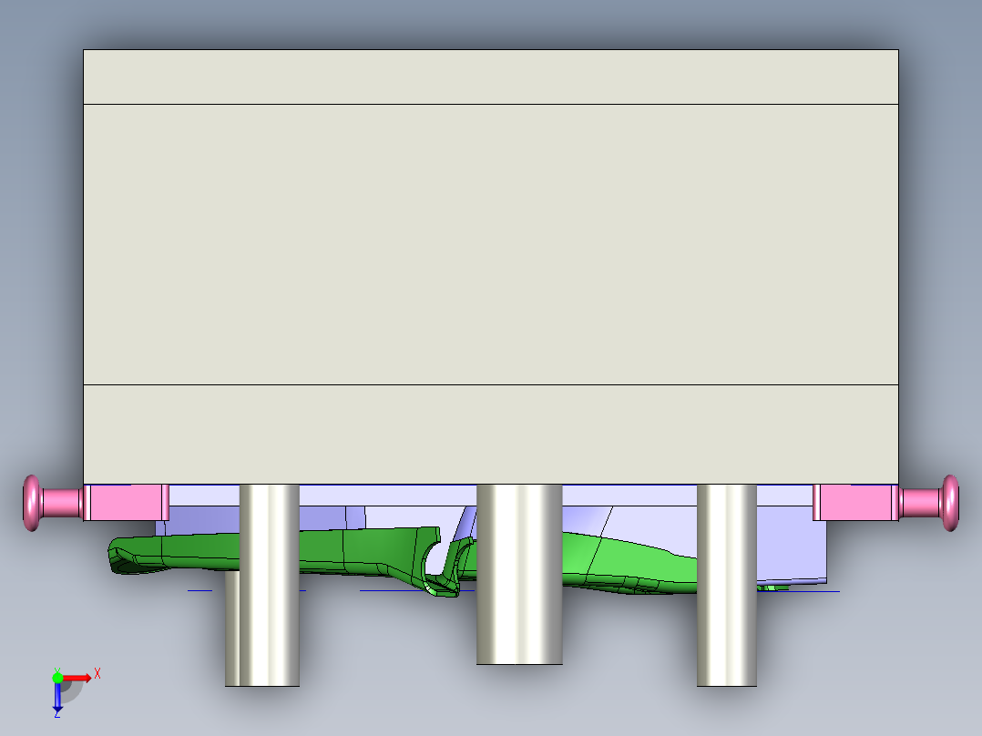 [冲压模具]特斯拉悬挂摆臂的冲压模具op40俯视图