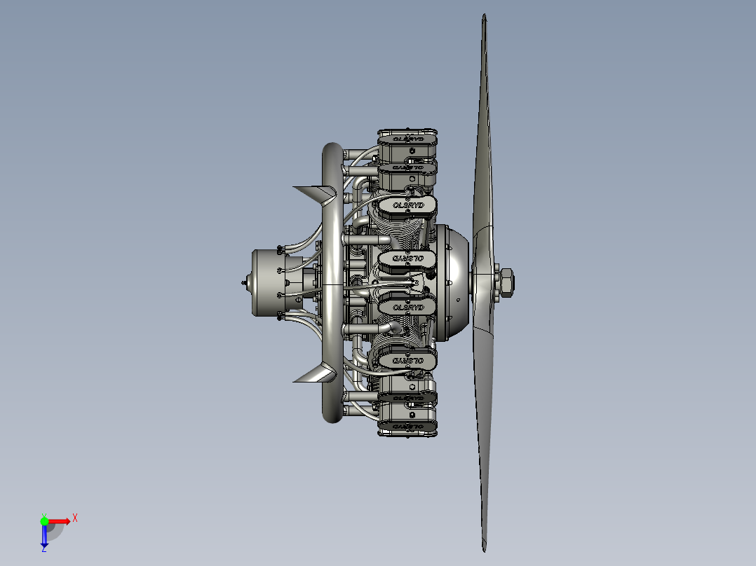olsryd星型9缸飞机发动机图纸_STEP俯视图