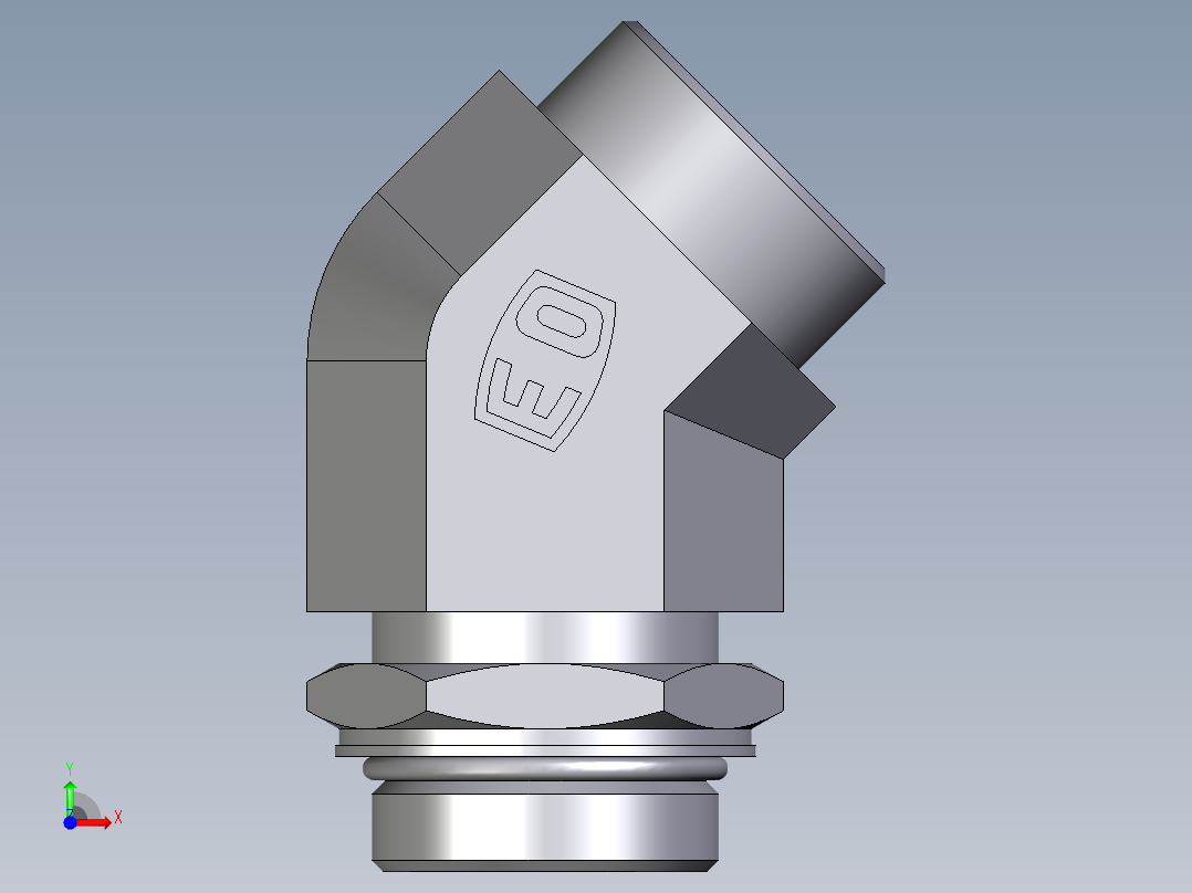 卡套式工业通用硬管接头EO_Adjustable_locknut_45_deg_elbow_VEE35LMOROMDCF前视图