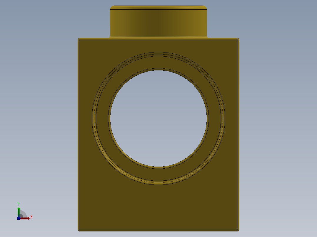 乐高机械组积木（横梁）-654124 Bright Yellow Brick 1 x 1 with Hole前视图