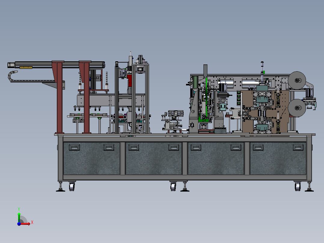 方形锂电池电芯贴胶带合拢设备sw18可编辑前视图