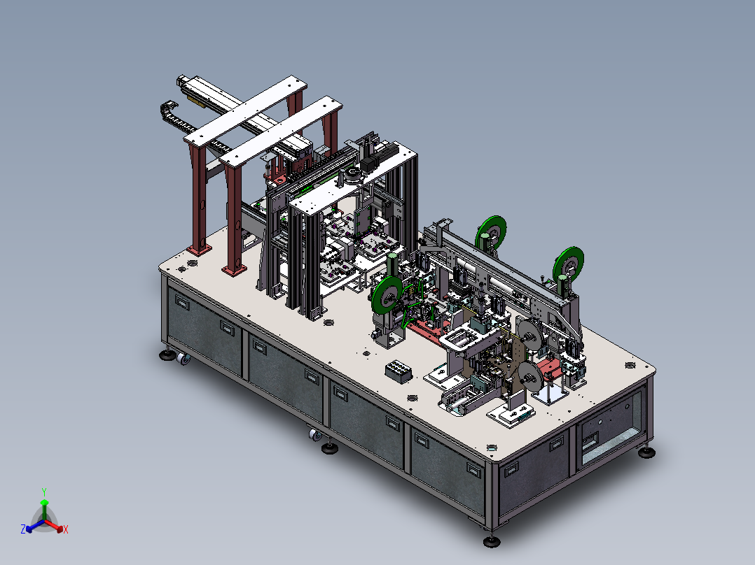 方形锂电池电芯贴胶带合拢设备sw18可编辑正等轴测图