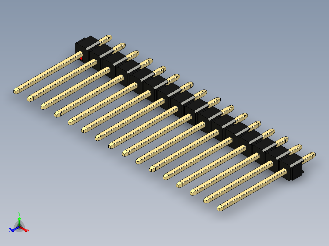 彩色公头100mil（2.54mm）系列-DS1021_black_1x16p_100mil_Type5_rev1.0正等轴测图