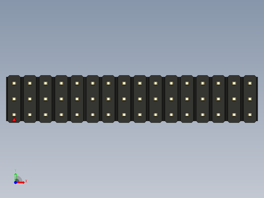 彩色公头100mil（2.54mm）系列-DS1021_black_3x16p_100mil_Type43_rev1.0前视图