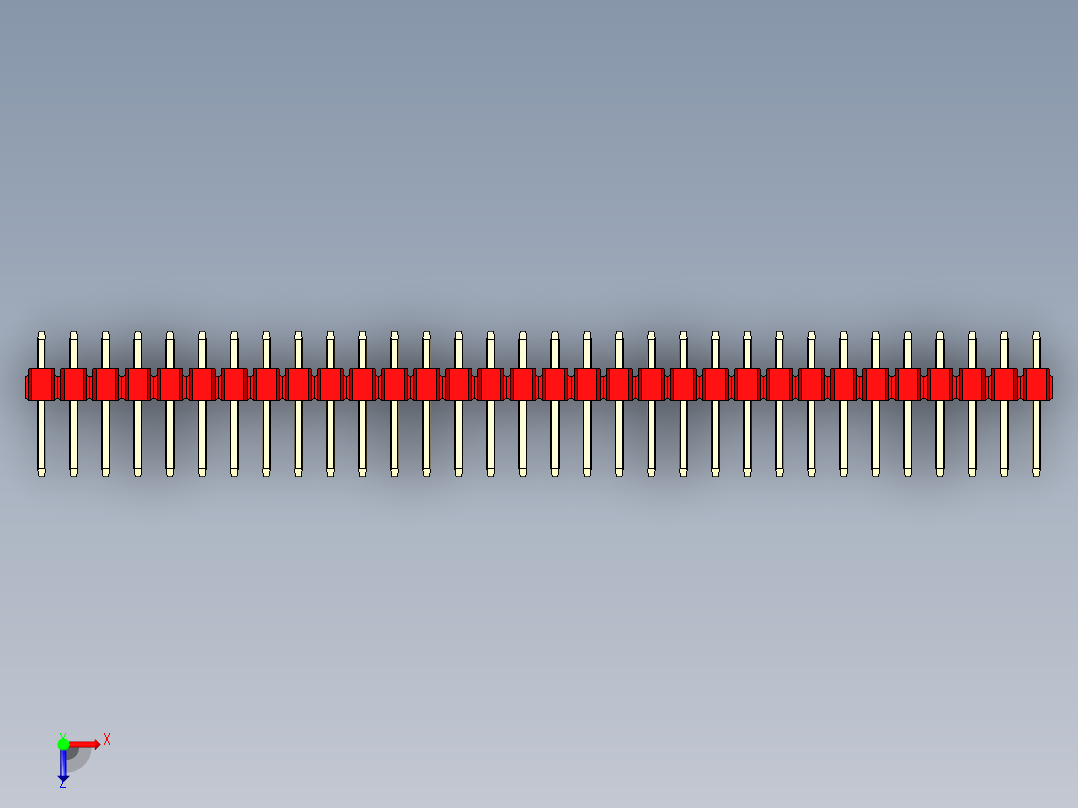 彩色公头100mil（2.54mm）系列-DS1021_red_3x32p_100mil_Type1_rev1.0俯视图